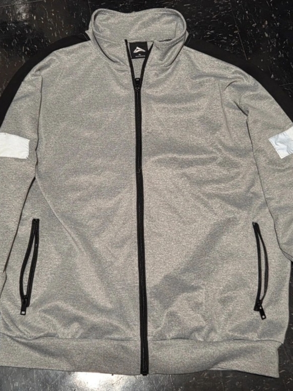 RBX Men's Light Grey Full-Zip Track Jacket with Black Trim